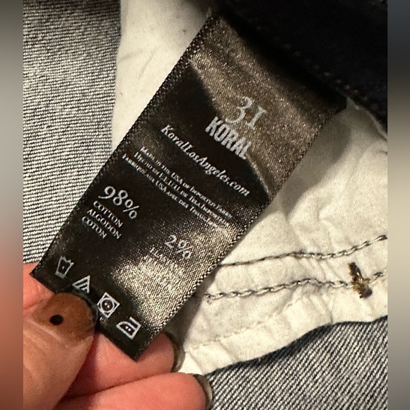 Koral boot cut denim jeans distressed size 31 12 dark wash blue - Picture 7 of 7